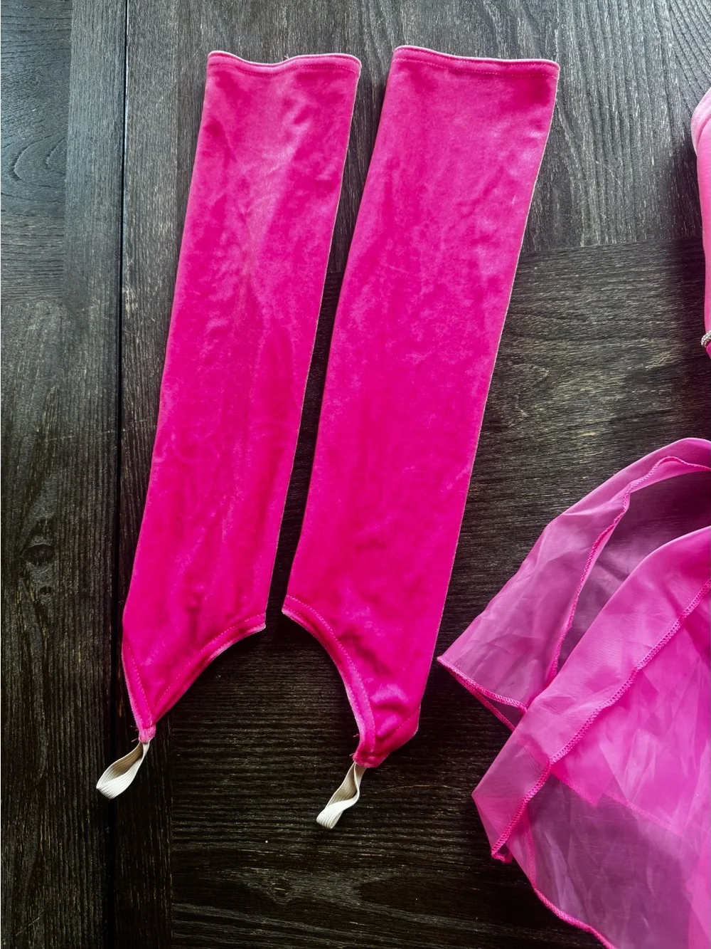Balera Dance Hot Pink Velvet Open Back Halter Leotard Tutu with Gloves